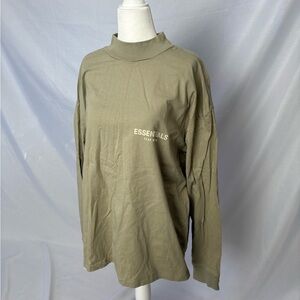 ESSENTIALS Olive Green Long Sleeve Mock Neck Tee